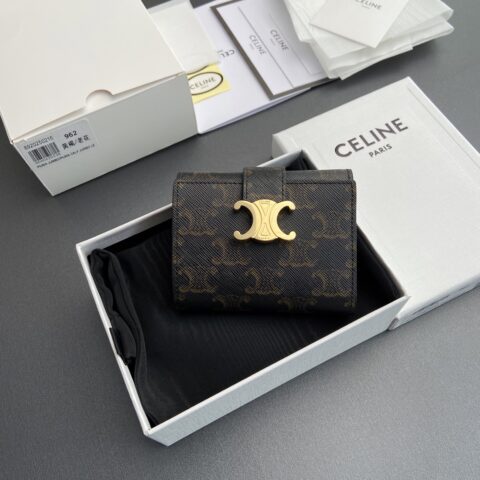 CELINE TRIOMPHE標志印花皮革钱包 编号:10M962GHH.38NO963 962 黃褐/老花