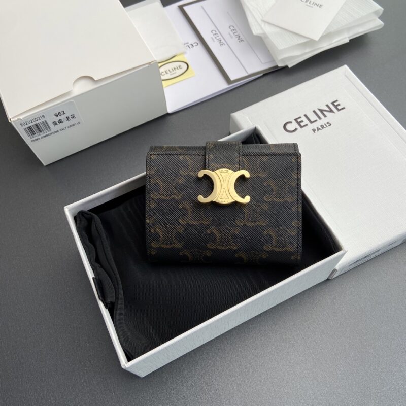 CELINE TRIOMPHE標志印花皮革钱包 编号:10M962GHH.38NO963 962 黃褐/老花
