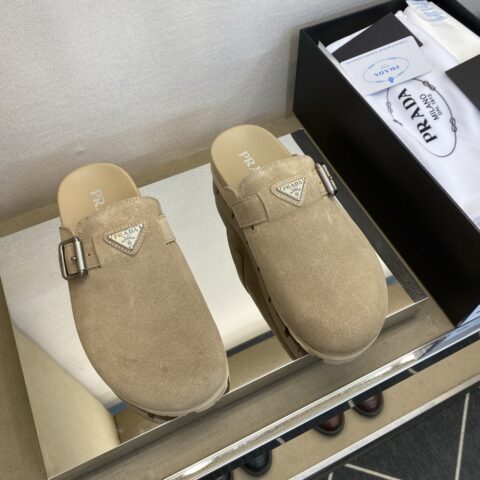 PRADA 男士皮革穆勒鞋
