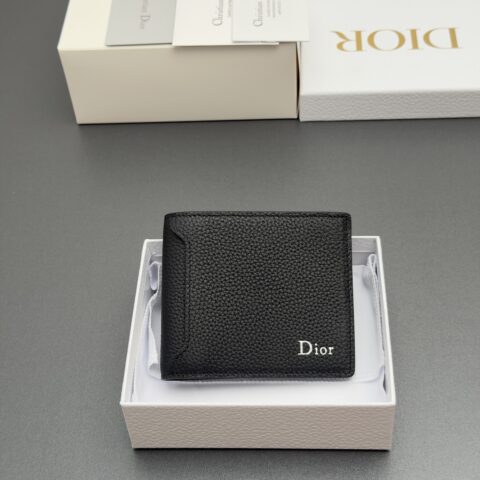 DIOR 男士Archie双折钱包系列 型号:H095 粒面黑/牛皮
