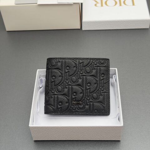 DIOR 男士双折钱包系列 型号:H027 印花黑/牛皮