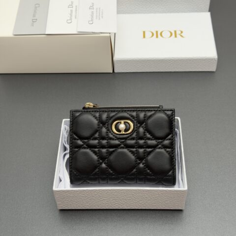 DIOR Jolie Freesia钱包系列 型号:S3113 黑色腾格纹羊皮