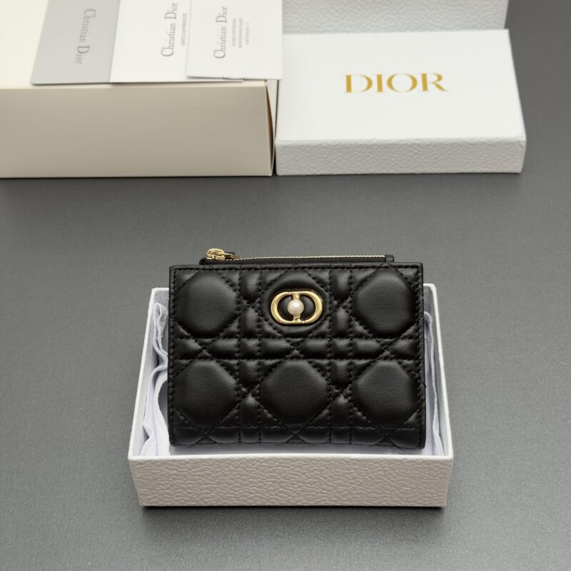 DIOR Jolie Freesia钱包系列 型号:S3113 黑色腾格纹羊皮