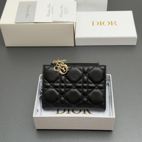 DIOR Lady Dahlia钱包系列 型号:S6037 黑色腾格纹羊皮