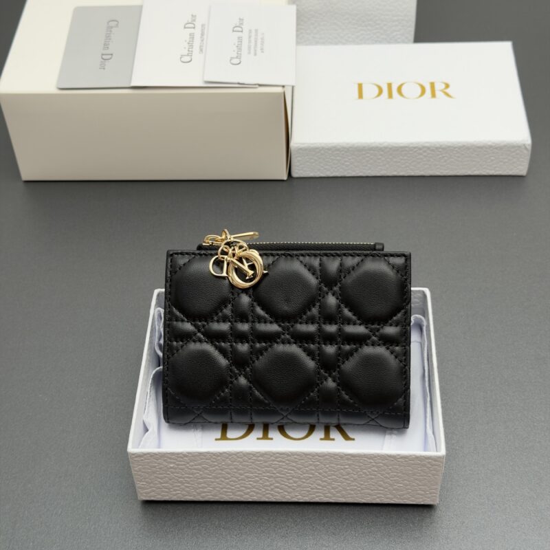 DIOR Lady Dahlia钱包系列 型号:S6037 黑色腾格纹羊皮