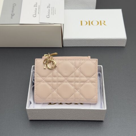 DIOR Lady Dahlia钱包系列 型号：S6037  胭脂粉腾格纹羊皮