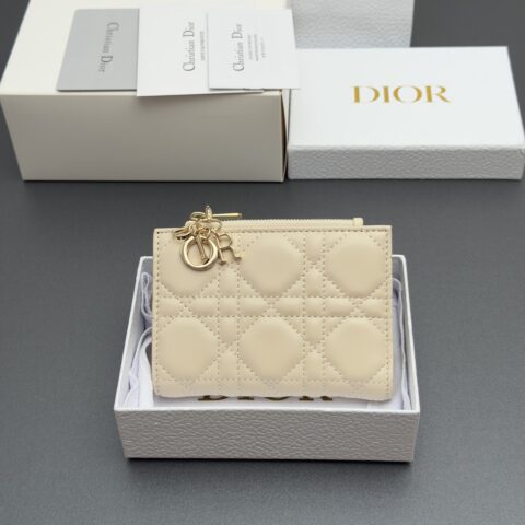 DIOR Lady Dahlia钱包系列 型号：S6037  杏色腾格纹羊皮