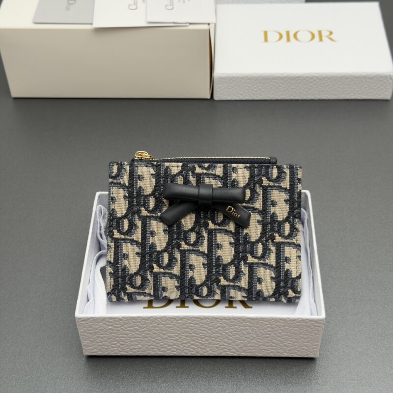 DIOR Lady Dahlia钱包系列 型号:S2603 提花蓝/小牛皮