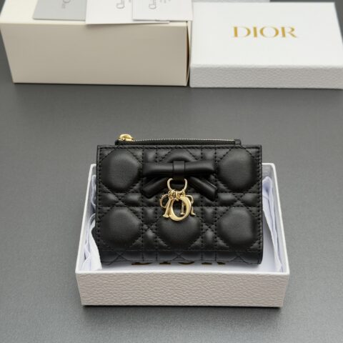 DIOR Lady Dahlia钱包系列 型号:S2605 黑色腾格纹羊皮