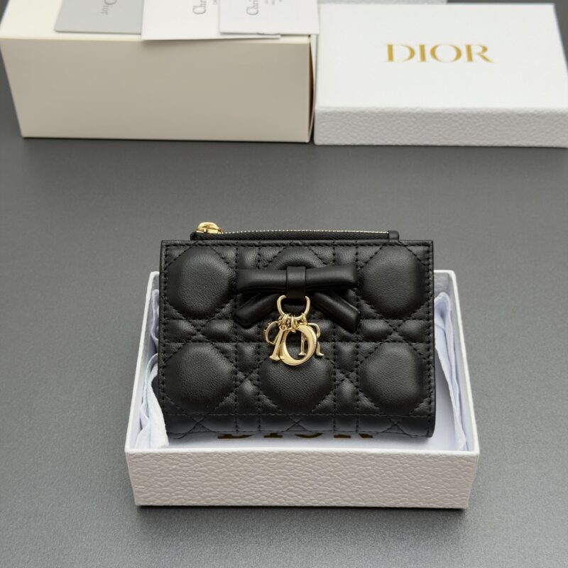 DIOR Lady Dahlia钱包系列 型号:S2605 黑色腾格纹羊皮