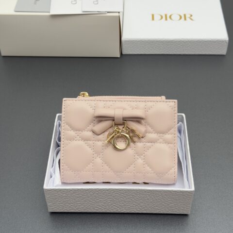 DIOR Lady Dahlia钱包系列 型号:S2605 淡柔粉腾格纹羊皮
