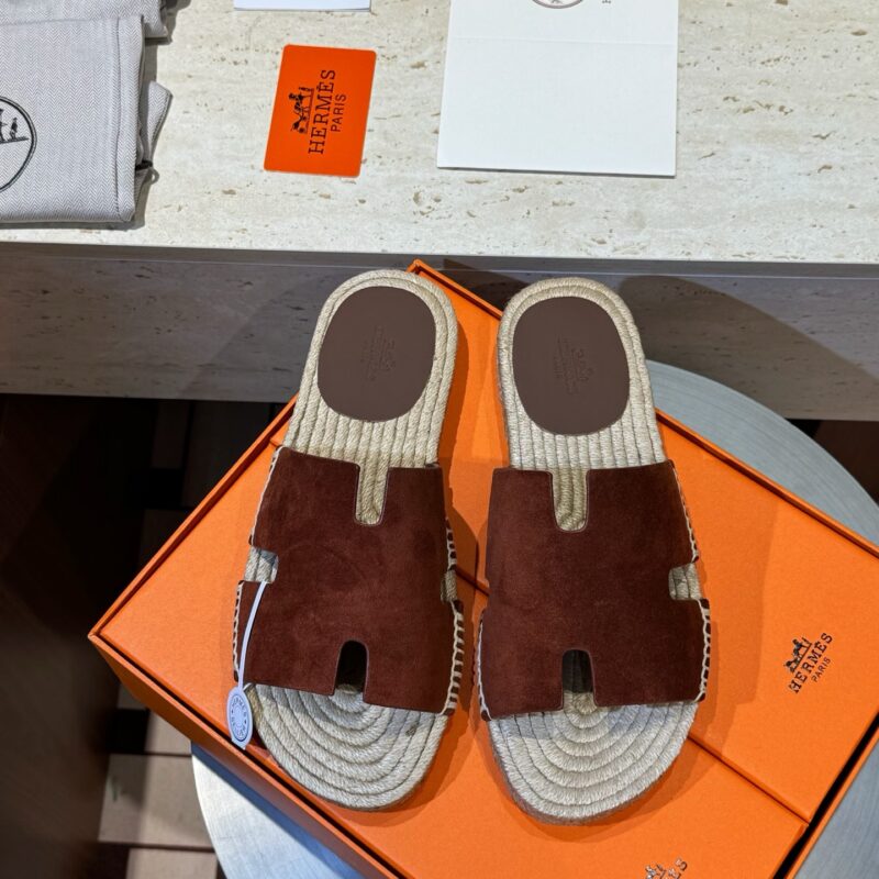 HERMES Antigua草编拖鞋