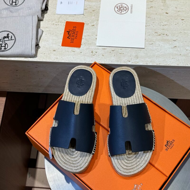 HERMES Antigua草编拖鞋
