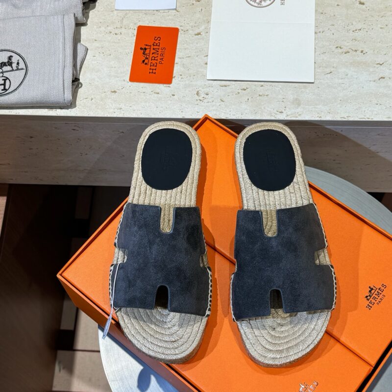 HERMES Antigua草编拖鞋