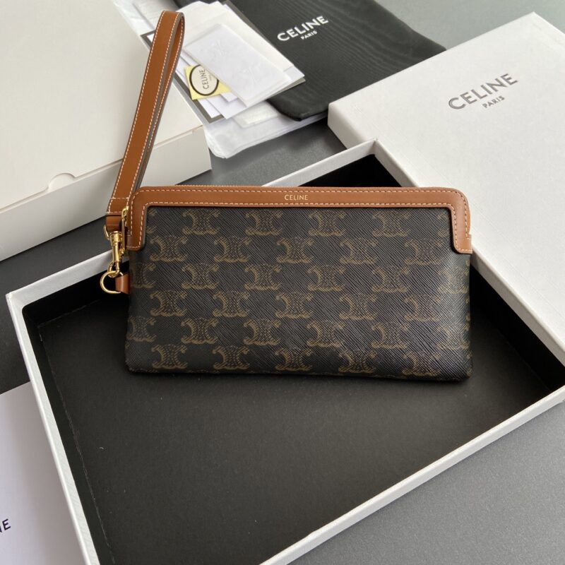 CELINE TRIOMPHE标志性印花手拿包 编号:10K672 ECM.04LU 672   黃褐/老花