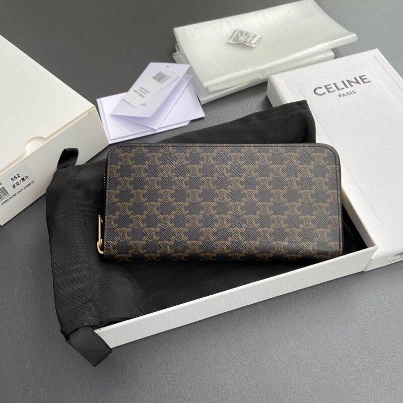CELINE TRIOMPHE标志印花全拉链式开合 编号:10l552DS3.04LU 552黑色/老花