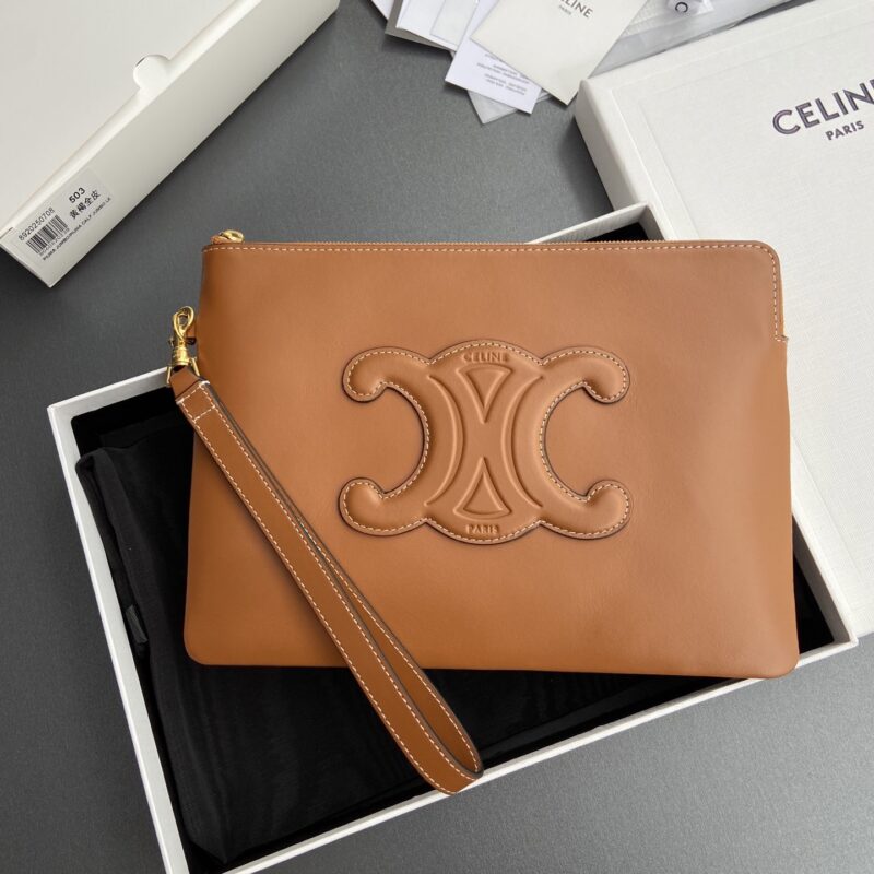 CELINE TRIOMPHE光滑全皮手拿包 编号:10J502FES.04LU 502 503   黃褐全皮
