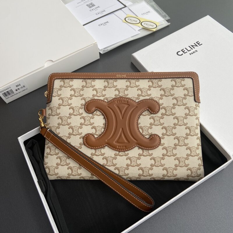 CELINE TRIOMPHE标志性印花手拿包 编号:10J502FES.04LU 502 502 麻佈/白花