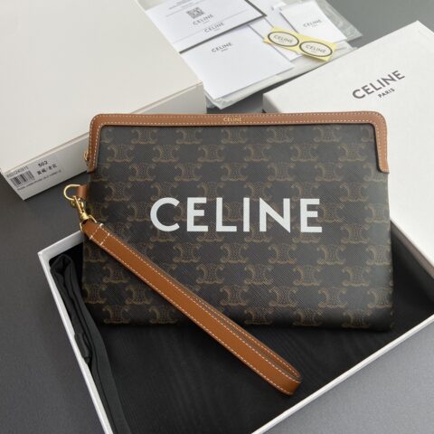 CELINE TRIOMPHE标志性印花手拿包 编号:10J502FES.04LU 502 502 黃褐/老花