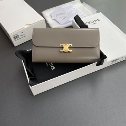 CELINE TRIOMPHE亮泽牛皮革钱包 编号:10E313DPV.38NO 312 313 卵石色全皮