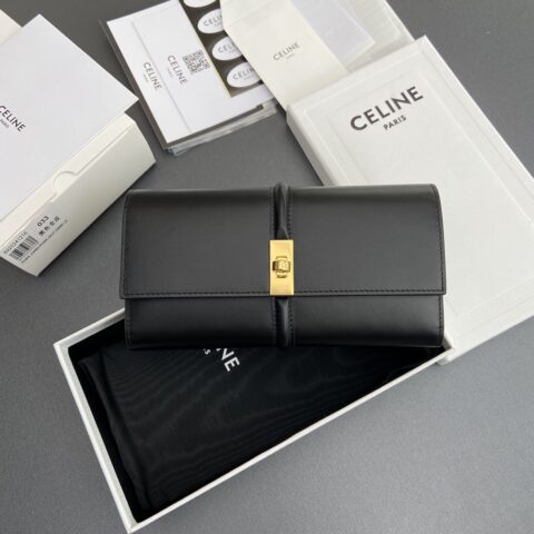 CELINE TRIOMPHE16亮泽牛皮革錢包 编号:10M033CQ7.04LU033 033  黑色全皮
