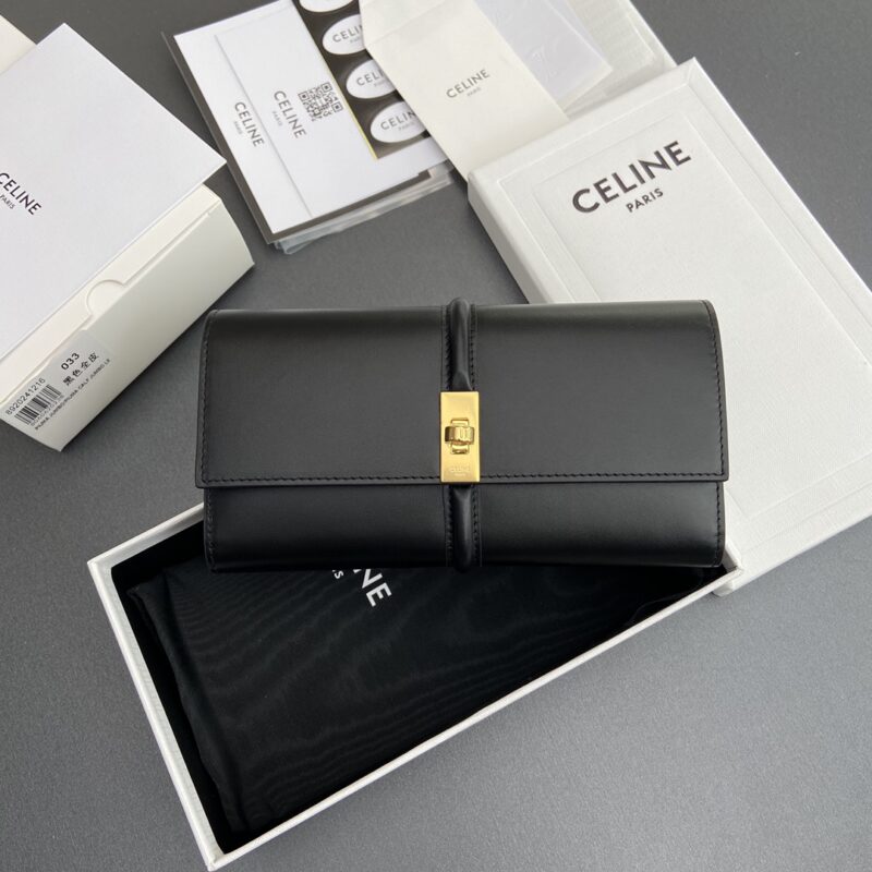CELINE TRIOMPHE16亮泽牛皮革錢包 编号:10M033CQ7.04LU033 033 黑色全皮