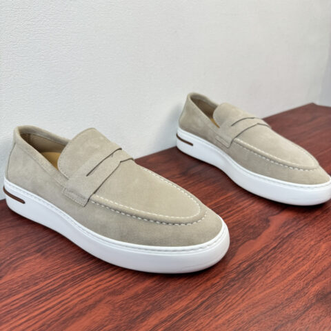Loro Piana 新款男士厚底皮革乐福鞋 货号：FAN023反绒 卡其