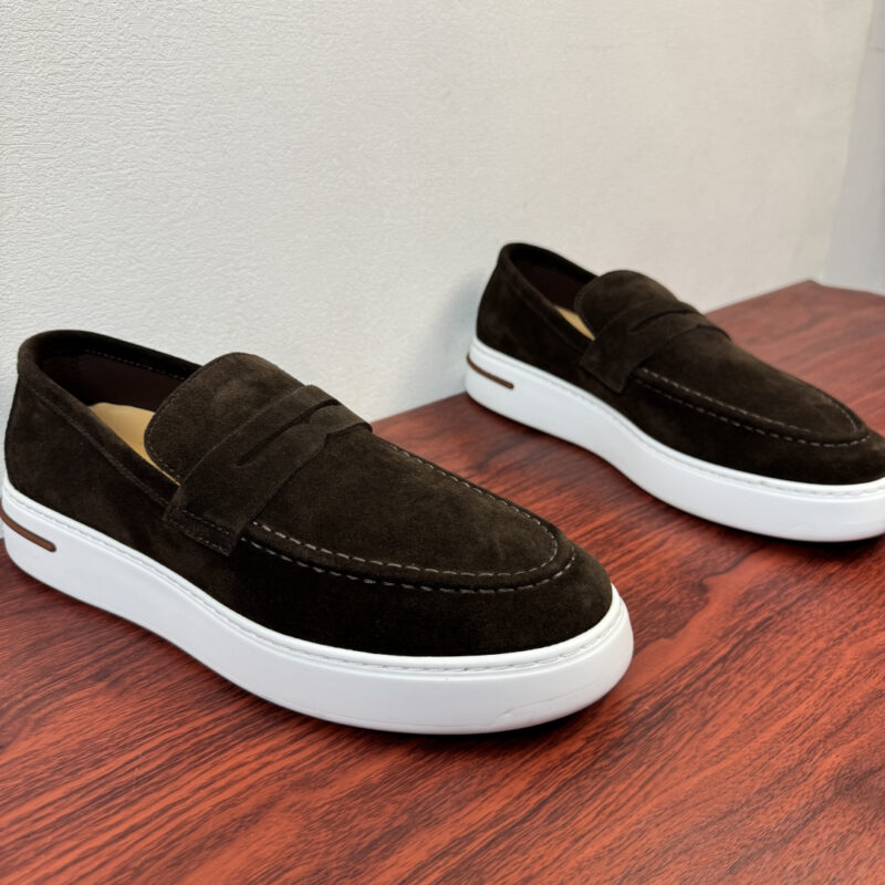 Loro Piana 新款男士厚底皮革乐福鞋 货号:FAN0236反绒 咖色