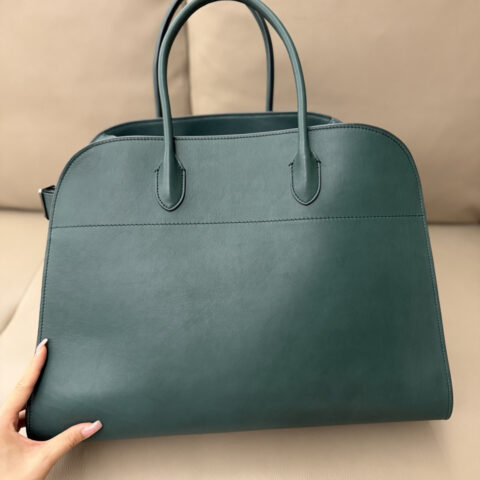 THE ROW Margaux17 马鞍皮 型号:TR1240 墨绿/银扣