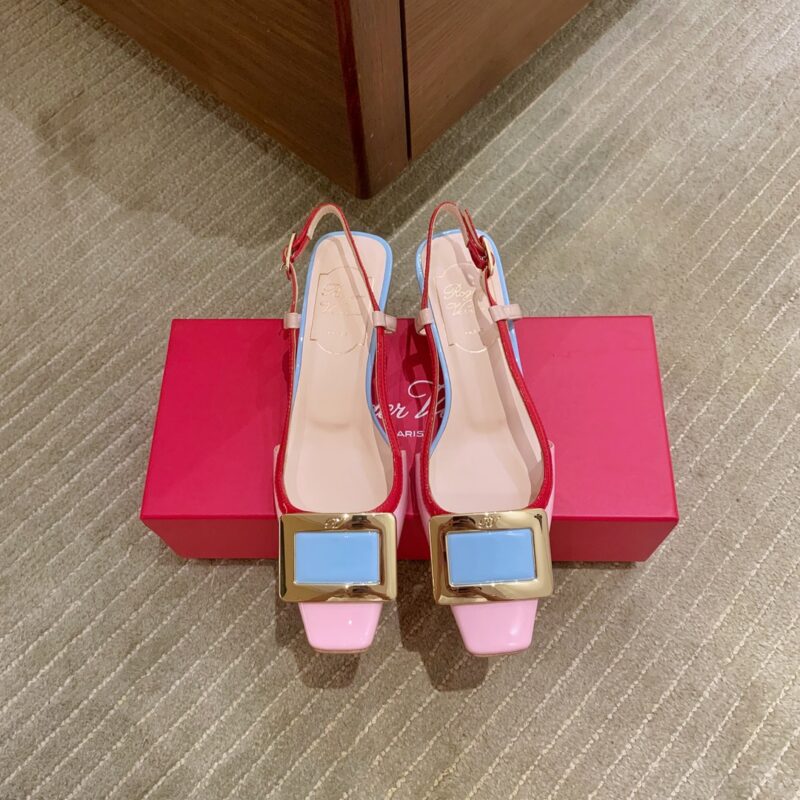 Roger Vivier 金属方扣4.5cm凉鞋