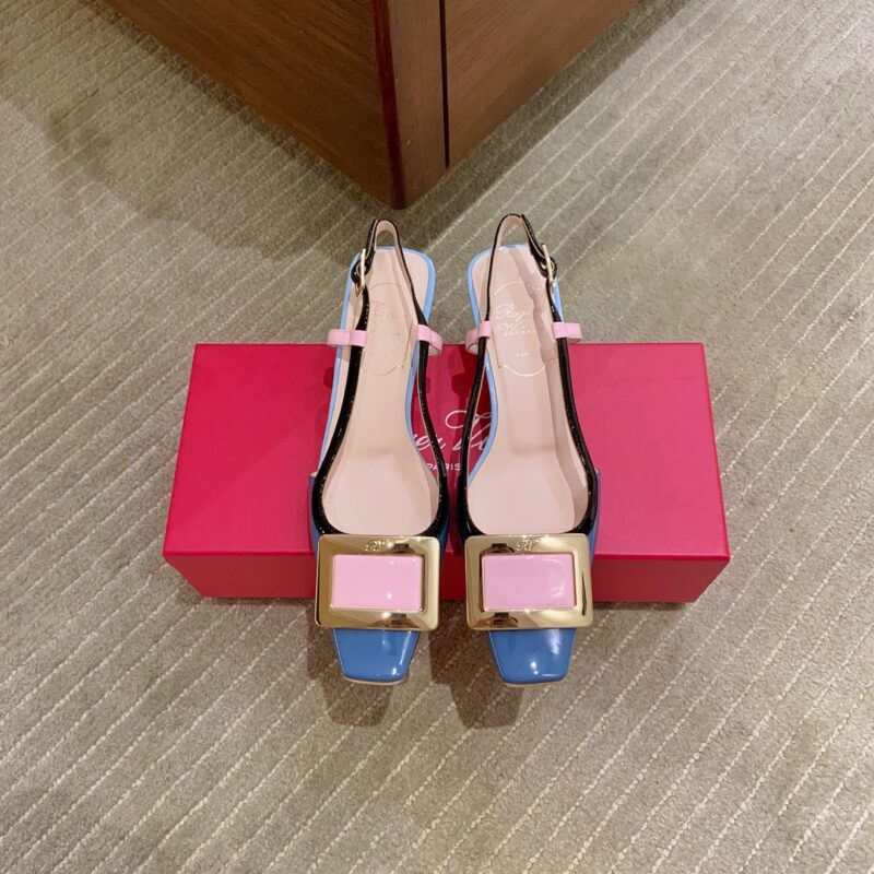 Roger Vivier 金属方扣4.5cm凉鞋