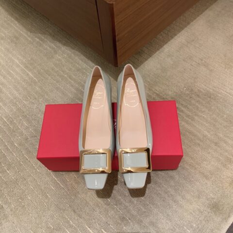 Roger Vivieri 方扣4.5漆皮单鞋