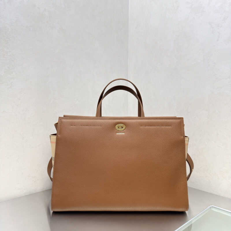 Burberry Cotswolds 格纹托特包 型号0411 棕色大号