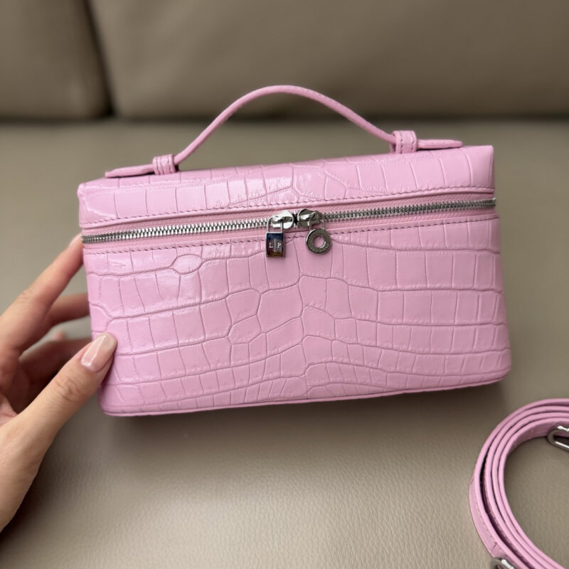 Loro Piana Extra Pocket L19手拿包 型号：FAO6385 尼罗鳄 樱花粉