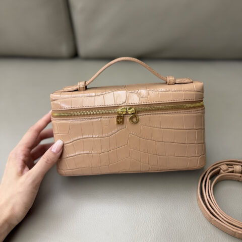 Loro Piana Extra Pocket L19手拿包 型号：FAO6385 尼罗鳄 奶茶色