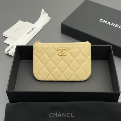 CHANEL 小信封钱包系列 编号:AP 5075杏色细球纹金扣