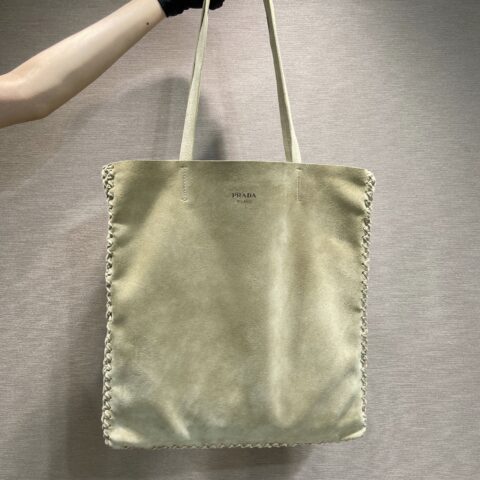 PRADA 编织托特包🎉1BG658新品麂皮