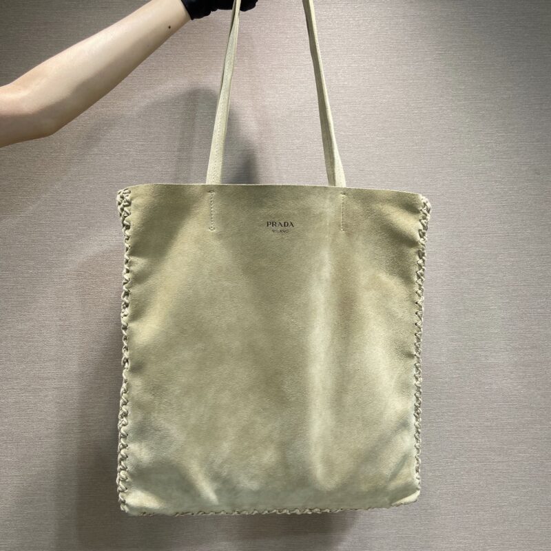 PRADA 编织托特包🎉1BG658新品麂皮