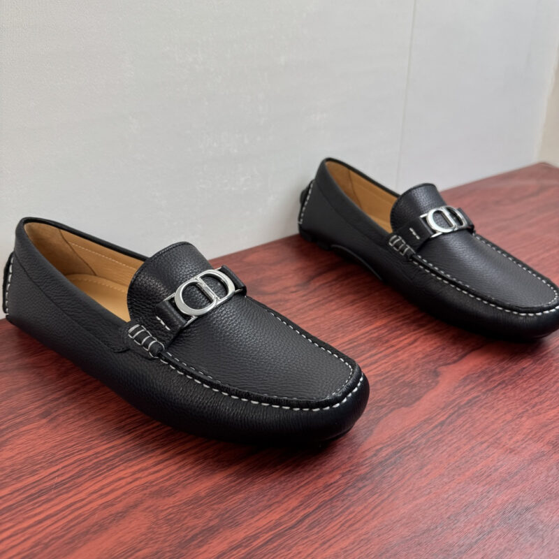 DIOR Odeon便鞋 粒面牛皮潮流司机鞋 货号：LO20E皮面 黑色