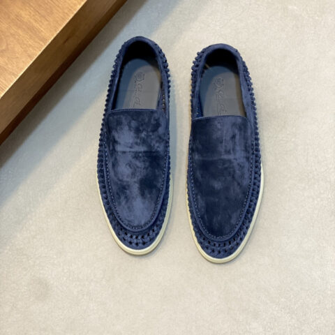 Loro Piana 男款绒面一脚蹬休闲编织乐福鞋