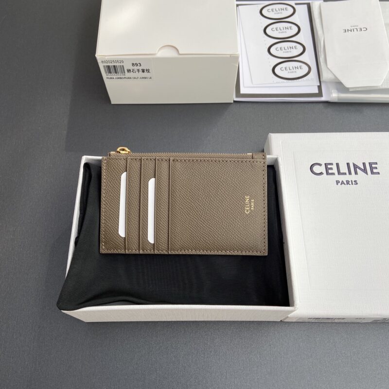 CELINE ESSENTIALS拉鏈短款卡包 编号:10J893BEL.10BL 893 卵石手掌紋全皮