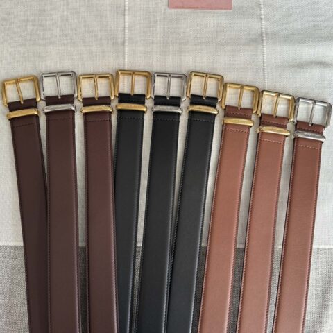 MIUMIU 带身双面头层小牛皮3.5cm腰带