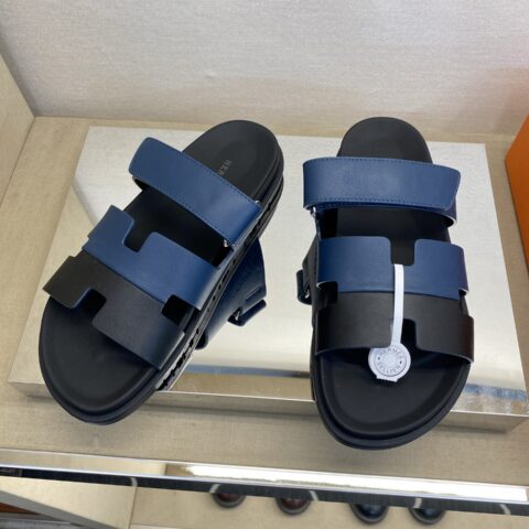 HERMES 男士真皮地拖鞋