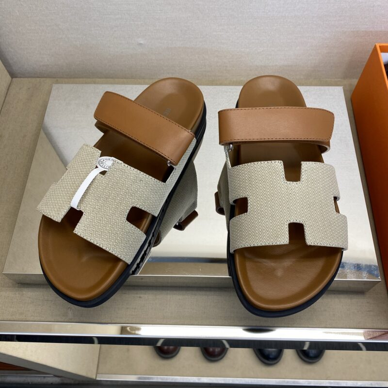 HERMES 男士真皮拖鞋