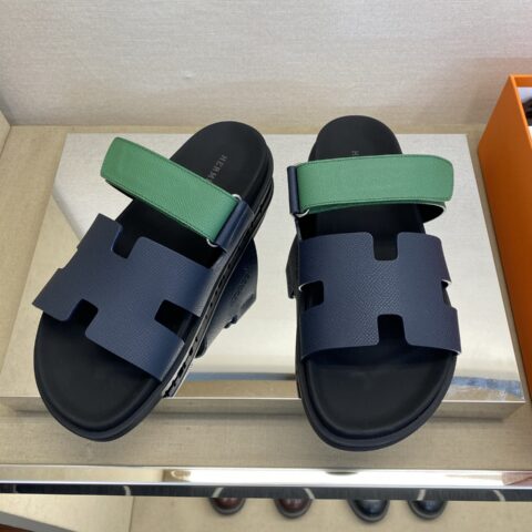 HERMES 男士真皮拖鞋