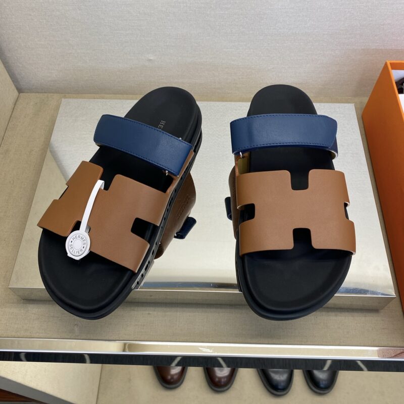 HERMES 男士真皮拖鞋