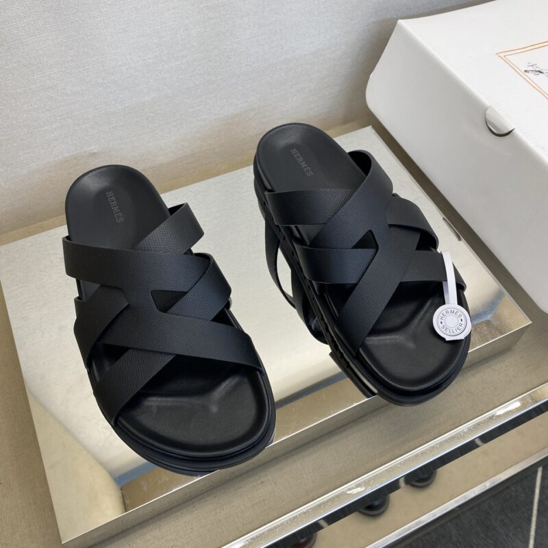 HERMES 男士真皮拖鞋