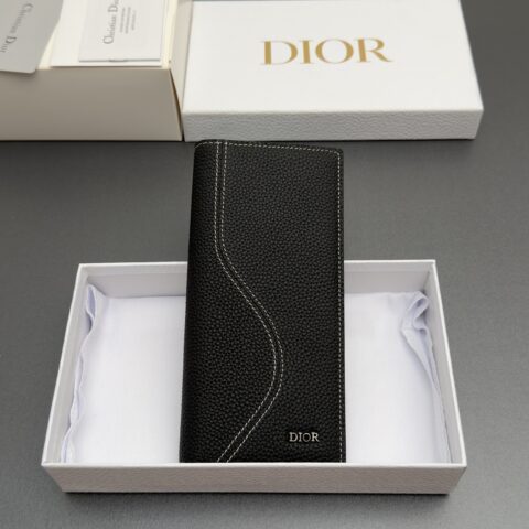 DIOR 男士长款双折钱包系列 型号:H 330 粒面黑色牛皮