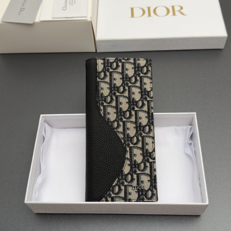 DIOR 男士长款双折钱包系列 型号：H 330 提花蓝/牛皮