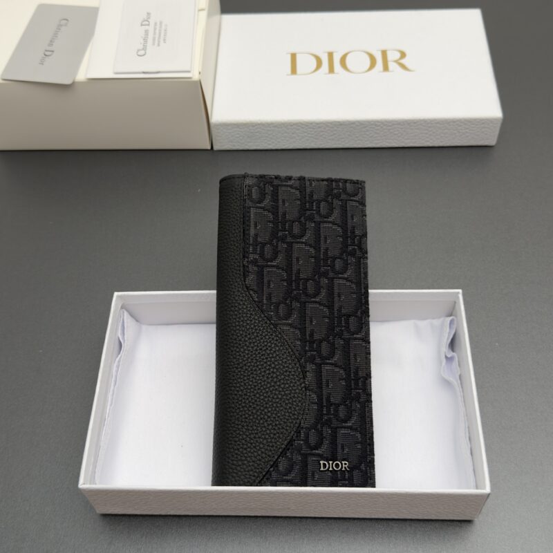 DIOR 男士长款双折钱包系列 型号:H 330 提花黑/牛皮